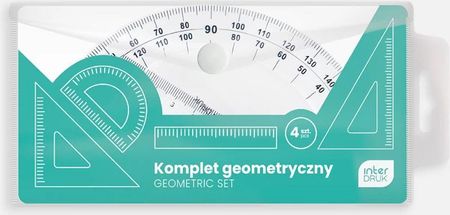 Interdruk Zestaw Geometryczny 4 Pack Linijka 15Cm + 2 Ekierki Kątomierz W Etui