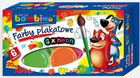 Bambino Farby Plakatowe Neonowe 6 Kolorów 20Ml