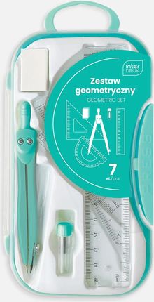 Interdruk Zestaw Geometryczny Z Cyrklem 7 Pack Miętowy Linijka 15Cm I Inne Przybory W Pudełku