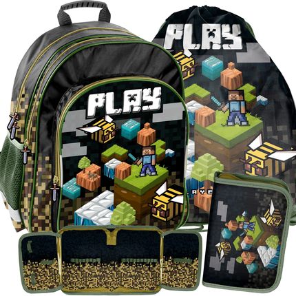 Paso Gaming Plecak Szkolny Gra Minecraft Pixele Zestaw