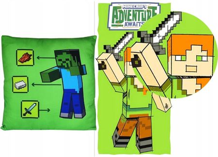 Supreme Style Zestaw Ręcznik Poduszka Minecraft Mine Alex Zombie Creeper Dla Dziecka
