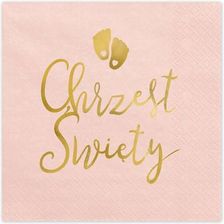 Zdjęcie Serwetki papierowe PartyDeco Chrzest Święty jasny różowy 33x33cm 12 sztuk SP33-94-081J - Bierutów