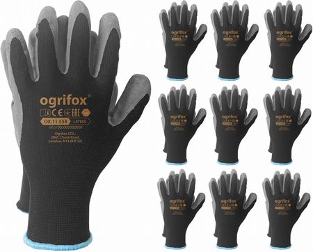 Ogrifox Rękawice Robocze / Czarne / Ox-Lateks_Bs - 10 Par (9 - L)