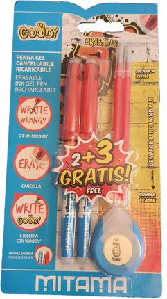 Mitama Długopis Żelowy Zmywalny 0.7 2+3 Czerwony