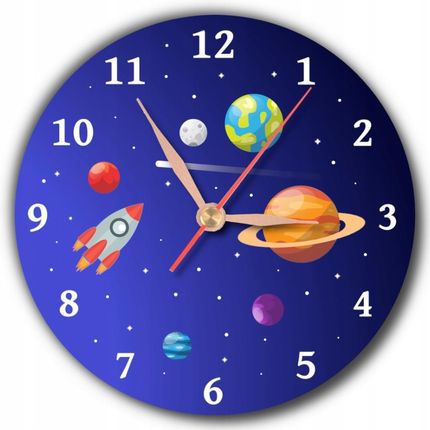 Zegar Na Ścianę Dla Dzieci Kosmos Planety 24Cm