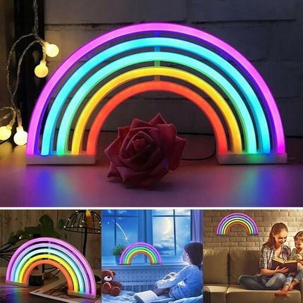 Led 3D Rainbow Lampka Nocna Usb Lampa Neonowa