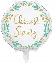 Zdjęcie Balon foliowy PartyDeco Chrzest Święty okrągły biały 45cm FB224 PD1128 - Pniewy
