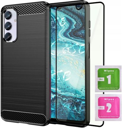 Case Etui Do Samsung Galaxy M34 5G Pancerne Karbon Szkło Szybka 5D