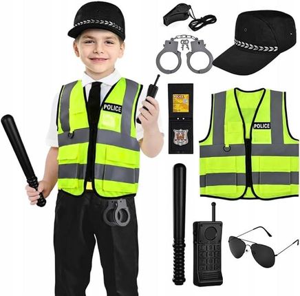 Kostium Policyjny Dla Dzieci Strój Komplet Policjanta Dziecięcy Zestaw 8 El