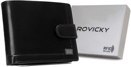 Skórzany portfel męski zapinany na zatrzask - Rovicky