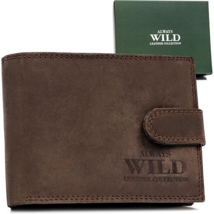 Klasyczny, skórzany portfel męski na zatrzask - Always Wild