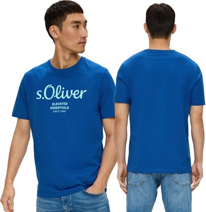 T-shirt męski s.Oliver nadruk niebieski - S
