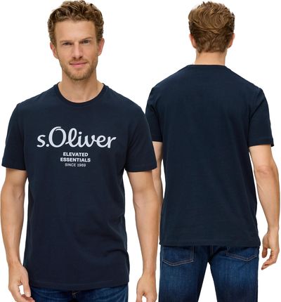 T-shirt męski s.Oliver nadruk granatowy - L