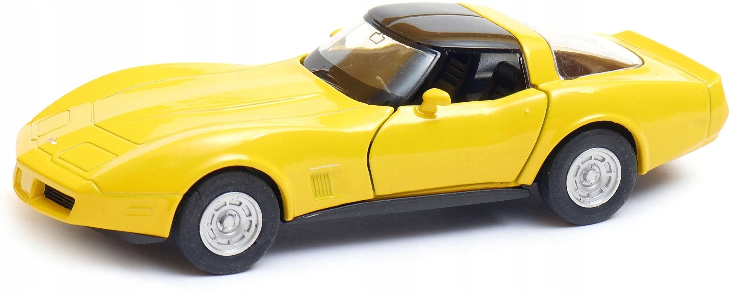 Voiture Miniature Chevrolet Corvette Coupé 1982 WELLY - Échelle 1:34, Métal, Couleur Jaune, Modèle De Collection Occasion