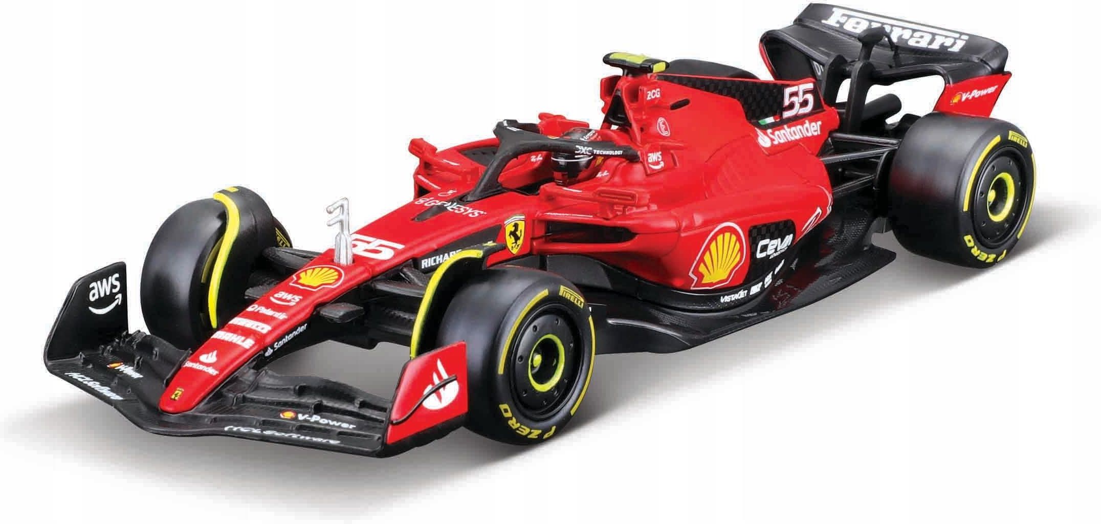 Burago 36835 Ferrari SF-23 #55 Di Carlos Sainz - Modello 1/43 Die-Cast, Nuovo In Custodia