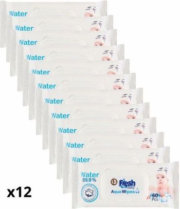 Aksan Kozmetik Aqua Wipes Fresh Baby Chusteczki Nawilżane Wodą X 60Szt. 12 12-Pack