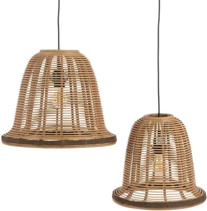 Bigbuy Home Lampa Sufitowa Naturalny Bambus 220-240 V 41 X 33 Cm (2 Sztuk) (S8804402)