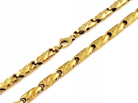 Złoty łańcuch męski 585 ogniwa z wzorem greckim rozmiar 60