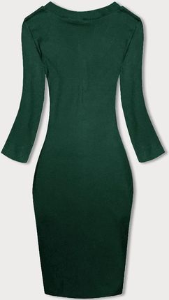 Dopasowana sukienka w prążki z okrągłym dekoltem butelkowa zieleń (5131-38)