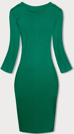 Dopasowana sukienka w prążki z okrągłym dekoltem zielona (5131-13)