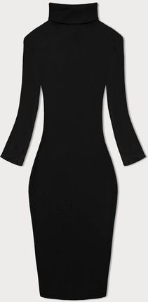 Dopasowana sukienka w prążki z golfem Rue Paris czarna (5133)