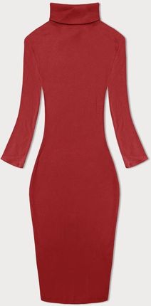 Dopasowana sukienka w prążki z golfem Rue Paris czerwona (5133)