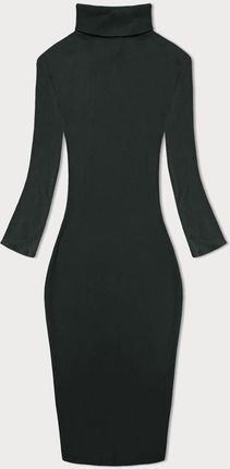 Dopasowana sukienka w prążki z golfem Rue Paris ciemny khaki (5133)