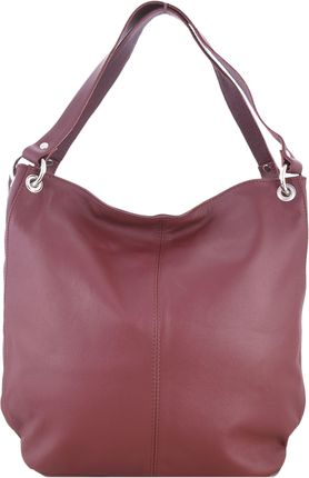 Torebka skórzana Worek Shopper Skóra naturalna WIŚNIOWY