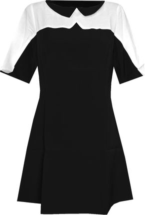 Sukienka Krótka Przed Kolano Tunika Krótki Rękaw Czarna XL 42 MODEL:473