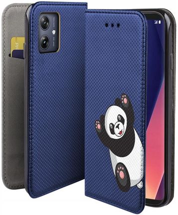 Martech Etui Z Klapką Do Motorola Moto G54 Wzór Panda Kabura Niebieska