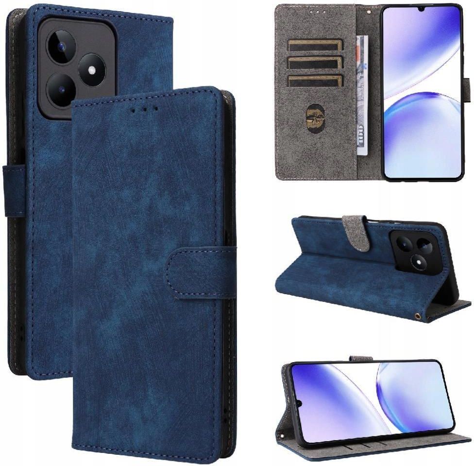 Custodia Libro Realme C53 Con Quadrifoglio Fortunato, Portafoglio Con Tasche E Supporto, Blu