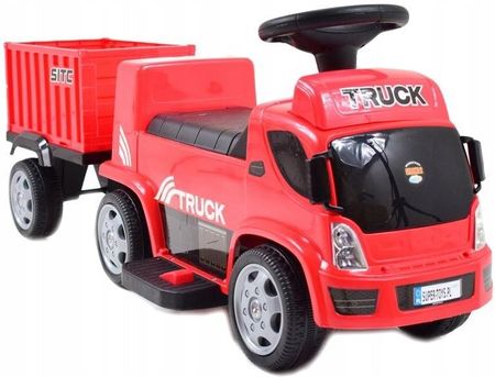 Super-Toys Jeździk Ciężarówka Na Akumulator Z Przyczepą Światła Czerwony