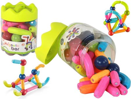 Lean Toys Klocki Magnetyczne Kolorowe Edukacyjne 32El.