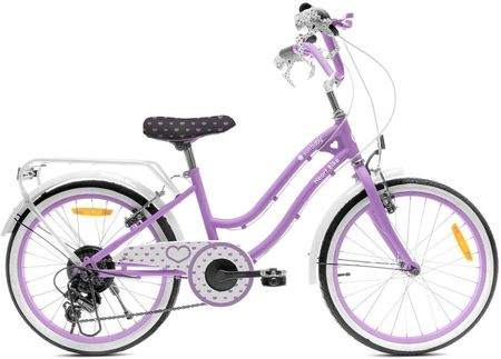 Rower Dla Dziewczynki 20 Cali Z 6-Biegową Kasetą Shimano Tourney I Manetką Revoshift Heart Bike Fioletowy