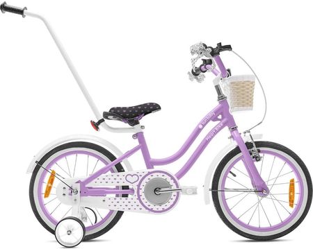 Rower Dla Dziewczynki 14 Cali Pchacz Kółka Boczne Heart Bike Fioletowy