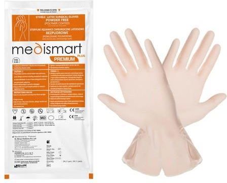 Sorimex Rękawiczki Lateksowe Sterylne Bezpudrowe Medismart Premium Plus 1 Para