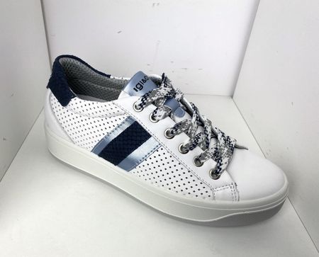 Sneakersy damskie IGI&CO skórzane 7156377 White/Blue (38, Biały)