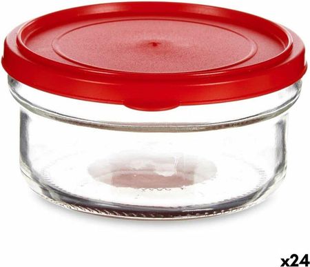 Vivalto Okrągłe Pudełko Na Lunch Z Pokrywką Czerwony Plastikowy 415Ml 12X6X12Cm 24Szt. (S3626541)