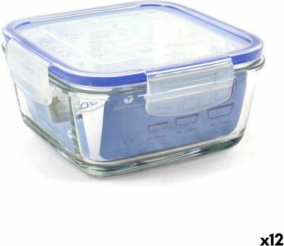 Hermetico 11cm Con Tapa Valvula Super Block Cuadrada Vidrio