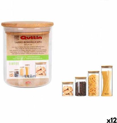 Quttin Słoik Szkło Borokrzemowe Bambus Silikon 500Ml 9,5X9,5X11,5Cm 12Szt. 9,5X11Cm (S2230473)