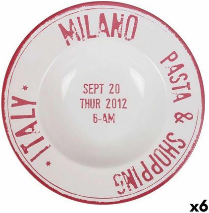 Santa Clara Talerz Do Makaronu Milano Czerwony Porcelana 28Cm 6Szt. (S2227004)