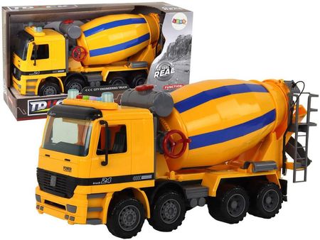 Lean Toys Betoniarka Pomarańczowa Obrotowa Gruszka Dźwięk Światła Pojazd Budowlany