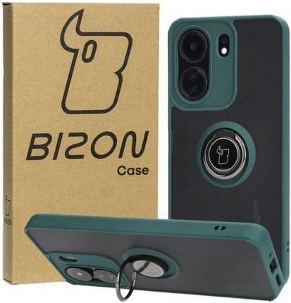 Bizon Etui Case Hybrid Ring Do Xiaomi Redmi 13C Poco C65 Ciemnozielone