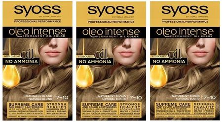 Syoss Oleo Intense Farba 7-10 Naturalny Blond 3 Szt.