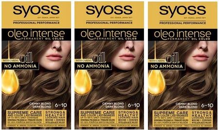 Syoss Oleo Intense Farba 6-10 Ciemny Blond 3 Szt.