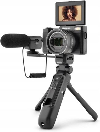 Zestaw VLOG Aparat Cyfrowy 5-x ZOOM optyczny, 24MP Kamera 4K AgfaPhoto VLG-4K + Pilot Mikrofon /  Realishot VLG-4K OPTICAL