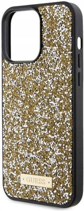 Guess Etui Rhinestone Metal Logo Do Apple Iphone 15 Pro Max Żółty Wy Transport - zdjęcie 2