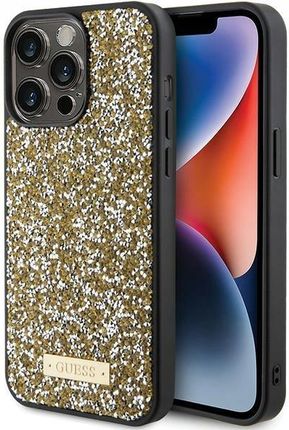 Guess Etui Rhinestone Metal Logo Do Apple Iphone 15 Pro Max Żółty Wy Transport - zdjęcie 3