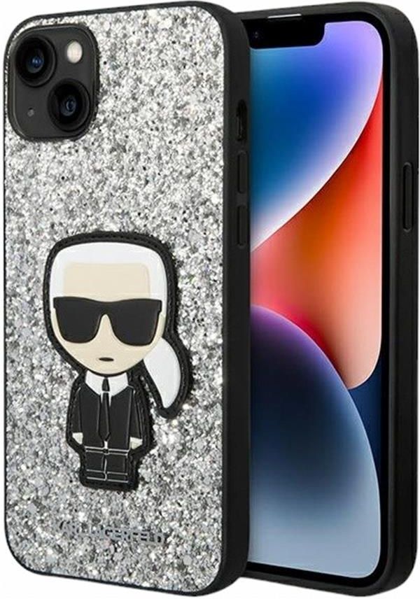 CG MOBILE Karl Lagerfeld Custodia IPhone 15 Pro Max Con Glitter Fissi E Spilla - Nero