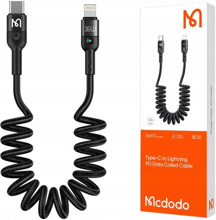 Mcdodo Kabel Usb C Lightning Spiralny Sprężynowy Szybki Do Iphone Led 2M